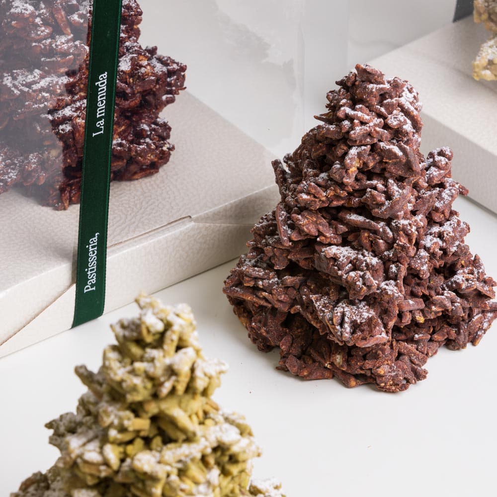 Arbre de Nadal de xocolata negra i pistatxos